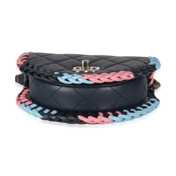 Chanel Navy Quilted Lambskin Braided Mini Messenger Flap Bag - Picture 5 of 8